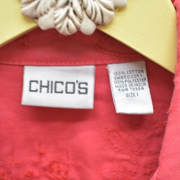 Chico's Statement Hot Pink Geometric Jacket  M - Picture 4 of 4